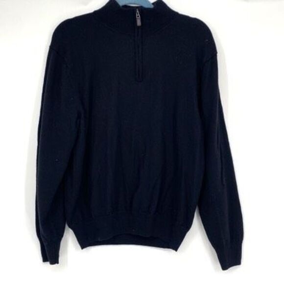 Jos A Bank Men's Traveler 1/4 Zip Merino Wool Pullover Sweater Black Size Large - Picture 1 of 13